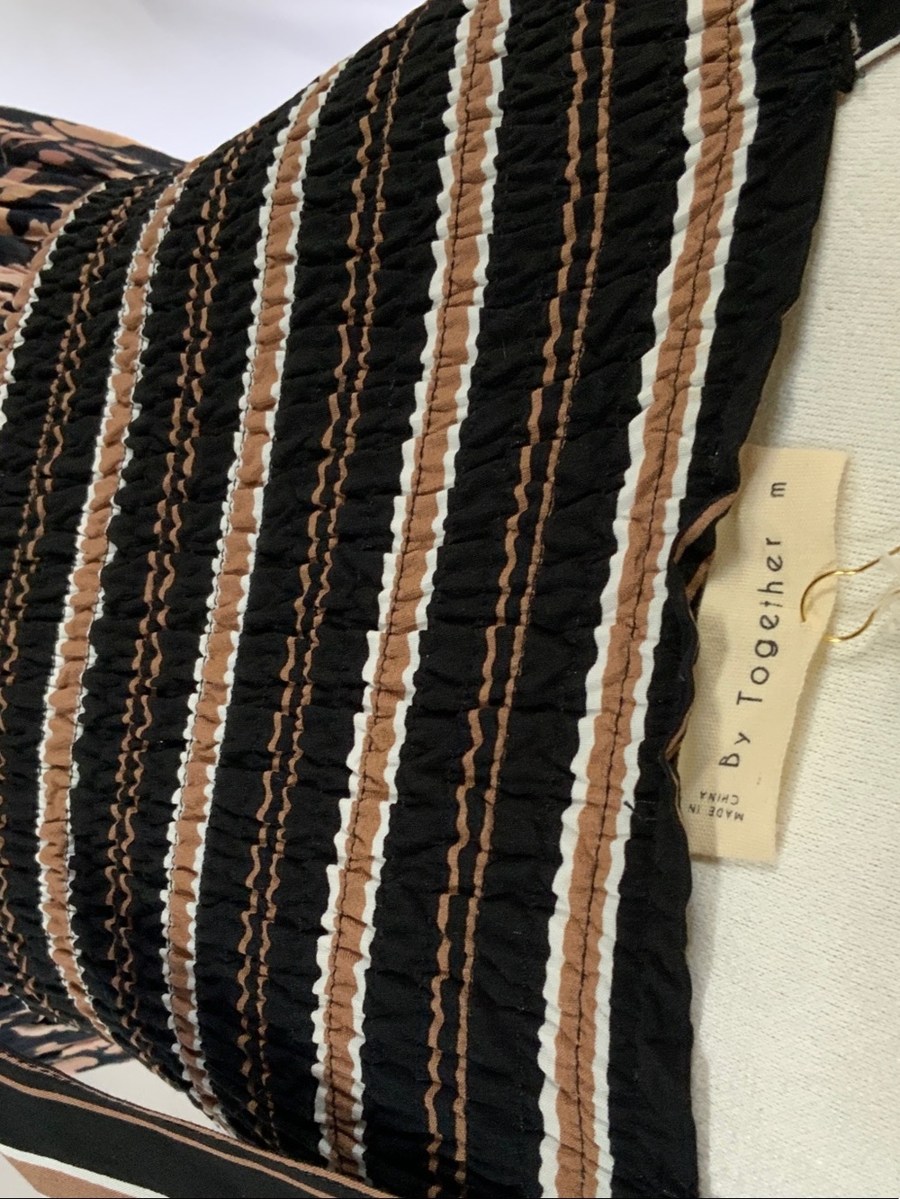 By Together Black & Beige Floral-Stripe Maxi Dress with Tie Straps - Picture 5 of 8